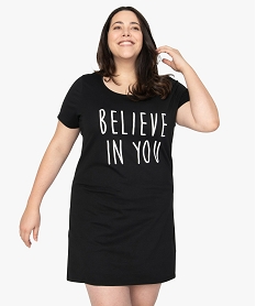 GEMO Chemise de nuit à manches courtes avec motifs femme grande taille Noir