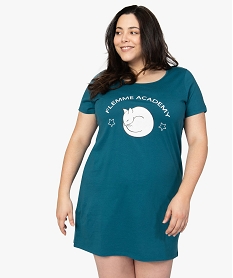 GEMO Chemise de nuit à manches courtes avec motifs femme grande taille Bleu