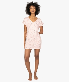 GEMO Chemise de nuit femme fluide à motifs et col V Imprimé