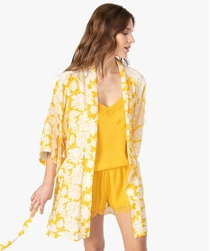 GEMO Veste dintérieur femme forme kimono Imprimé