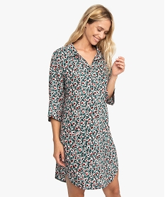 GEMO Chemise de nuit femme imprimée forme liquette Imprimé