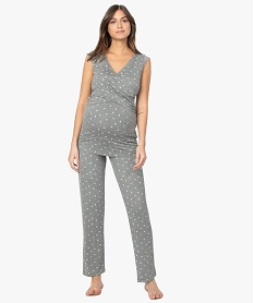 pyjama de grossesse et dallaitement taille haute et cache-cœur gris pyjamas ensembles vestesA632501_1