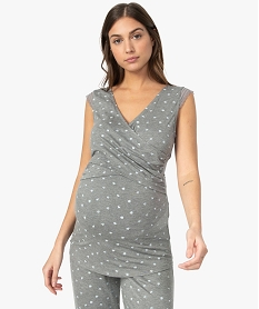 pyjama de grossesse et dallaitement taille haute et cache-cœur grisA632501_2