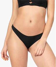 GEMO Bas de maillot de bain femme forme slip en maille côtelée Noir