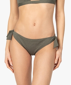 GEMO Bas de maillot de bain femme pailleté avec petits noeuds kaki standard
