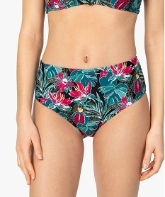 GEMO Bas de maillot de bain femme taille haute à motifs fleuris Imprimé