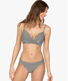 bas de maillot de bain femme a rayures tricolores imprimeA635501_3