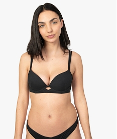 GEMO Haut de maillot de bain femme push-up maille côtelée Noir