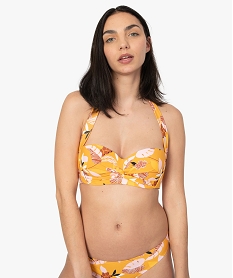 GEMO Haut de maillot de bain femme fleuri look rétro Imprimé