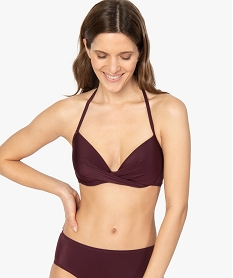 haut de maillot de bain forme corbeille effet drape violetA637501_1