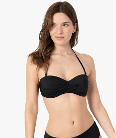 GEMO Haut de maillot de bain femme bandeau à bretelles amovibles Noir