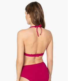 haut de maillot de bain femme triangle avec bretelles multipositions rougeA639301_3