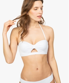 haut de maillot de bain femme forme bandeau a armatures blancA639901_1