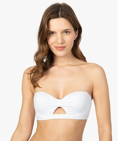 haut de maillot de bain femme forme bandeau a armatures blancA639901_2