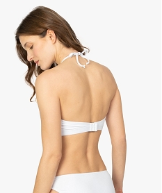 haut de maillot de bain femme forme bandeau a armatures blancA639901_3