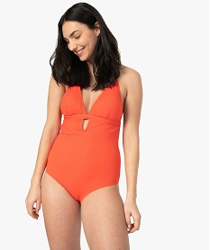 GEMO Maillot de bain femme 1 pièce en maille côtelée Rouge