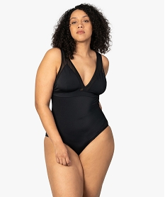 GEMO Maillot de bain femme 1 pièce décolleté noir vif