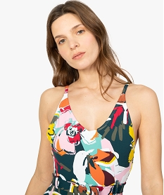 maillot de bain femme une piece multicolore avec ceinture imprimeA640901_2