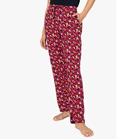 GEMO Bas de pyjama femme en maitière fluide à motifs Imprimé