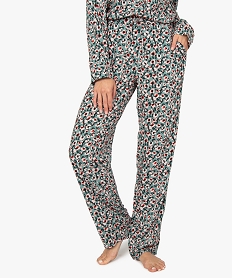 GEMO Bas de pyjama femme en maitière fluide à motifs Imprimé