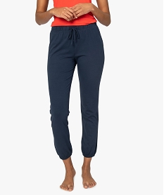 pantalon de pyjama femme en jersey a chevilles elastiquees bleuA642101_1