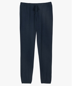 pantalon de pyjama femme en jersey a chevilles elastiquees bleuA642101_4