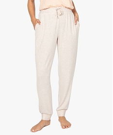 GEMO Pantalon de pyjama en maille douce femme Beige