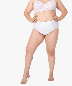 GEMO Culotte femme enveloppante en microfibre et dentelle blanc standard
