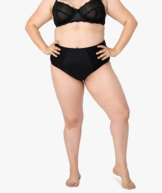 GEMO Culotte femme enveloppante en microfibre et dentelle Noir