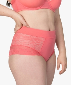 GEMO Culotte femme gainante taille mi-haute avec dentelle rose standard