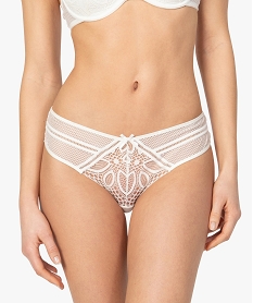 GEMO Culotte femme en dentelle transparente Beige