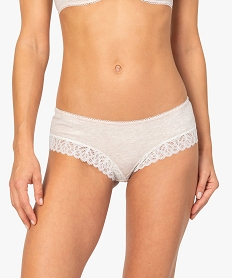 GEMO Shorty femme en coton bio et dentelle recyclée Beige