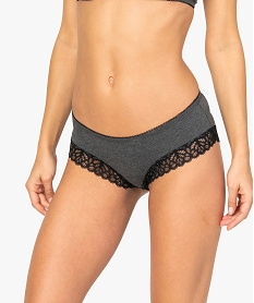 shorty femme en coton bio et dentelle recyclee grisA646701_1