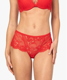 GEMO Shorty femme tout dentelle avec découpe dos Rouge