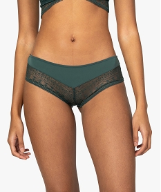 GEMO Shorty femme en dentelle et microfibre Vert