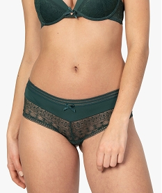 GEMO Shorty femme en dentelle et microfibre vert standard