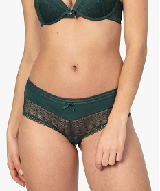 GEMO Shorty femme en dentelle et microfibre Vert