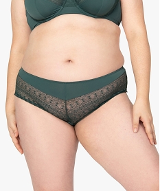 GEMO Shorty femme en microfibre et dentelle Vert