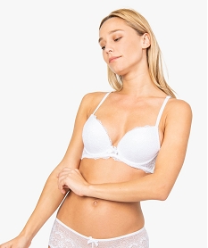 GEMO Soutien-gorge push-up en dentelle et tulle à dos nageur Blanc