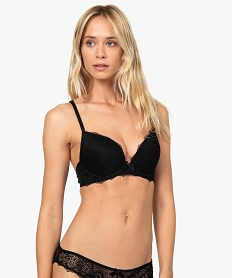 GEMO Soutien-gorge push-up en dentelle et tulle à dos nageur Noir