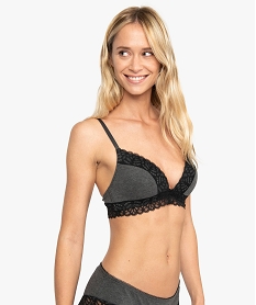 soutien-gorge femme triangle sans armatures en coton bio grisA650101_1