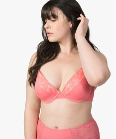 GEMO Soutien-gorge femme en microfibre et dentelle rose standard