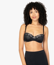 GEMO Soutien-gorge femme paddé en microfibre et dentelle Noir