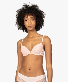 GEMO Soutien-gorge femme push-up à bonnets paddés en dentelle Rose