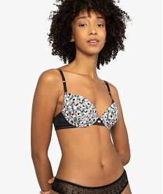 GEMO Soutien-gorge femme push-up à bonnets coqués imprimés Imprimé