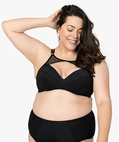 GEMO Soutien-gorge femme avec dos et décolleté fantaisie Noir