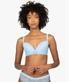 GEMO Soutien-gorge femme push-up en dentelle Bleu