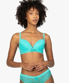 GEMO Soutien-gorge femme push-up en dentelle Bleu