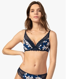 soutien-gorge a armatures a motifs fleuris et dentelle avec 49 de polyamide recycle imprimeA652501_1