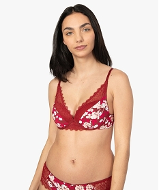 soutien-gorge a armatures a motifs fleuris et dentelle imprimeA652601_1